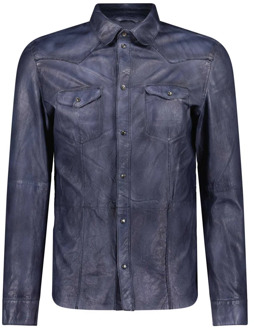 Leather Jackets Gimo's , Blue , Heren - 3XL
