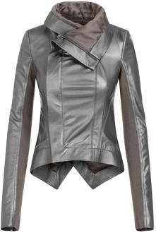 Leather Jackets Rick Owens , Gray , Dames - S,Xs,2Xs