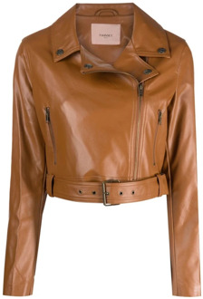 Leather Jackets Twinset , Brown , Dames - M,S,Xs