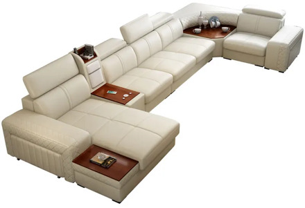 Leather sofa modern simple head cowhide living room size Huxing multi-functional leather leather sofa combination