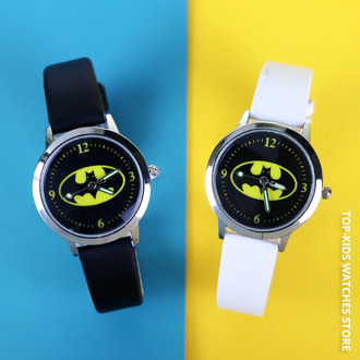 Leather Strap Children Watch Kids Cartoon Batman Watches for Boy Quartz Wristwatches Clock Relogio kol saati