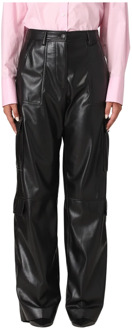 Leather Trousers Msgm , Black , Dames - S,Xs