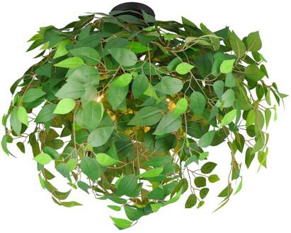 Leavy plafondlamp, zwart/groen, Ø 70 cm, E14, 3-lamps groen, zwart