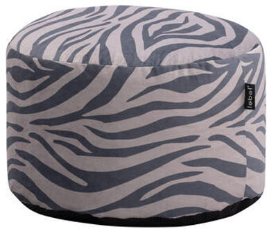 Lebel poef Zebra - zwart/taupe - Ø48x28 cm - Leen Bakker - 28 x 48 x 48