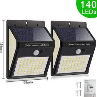Leclstar 308 140 Led Solar Light Outdoor Motion Sensor Zonlicht Zonne-energie Lamp Waterdicht Straat Licht Voor Tuin Decoratie 2stk 140LED
