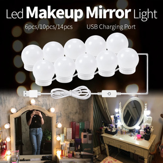 LED 12V Makeup Mirror Light Bulb Hollywood Vanity Lights Stepless Dimmable Wall Lamp 6 10 14Bulbs Kit for Dressing Table