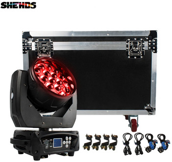 LED 19x15W RGBW Beam+Wash Zoom Moving Head Light With Flight Case DJ Disco Party Bar Dance Floor Stage Effect Lighting Equipment