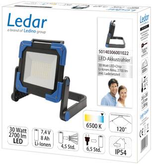 LED accu-spot Ledar, 30W, 2.700K zwart, blauw