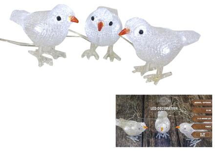LED acryl figuren vogeltjes 3x 15 cm - kerstverlichting figuur Wit