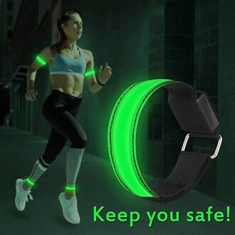Led Armband Verstelbare Armband Reflecterende Knipperende Strips Enkel Glow Armband Veiligheid Licht Voor Nacht Joggen Wandelen Fietsen groen