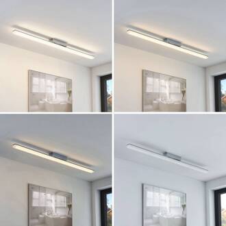 LED badkamer plafondlamp Levke, 100 cm, dimbaar, IP44 wit, chroom