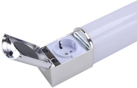 LED badkamer wandlamp Lind D met stopcontact opaal, chroom