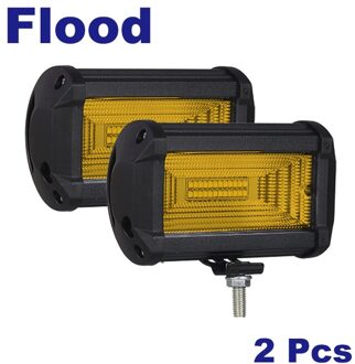 Led Bar 72W Led Verlichting Voor Truck Spot/Flood Beam Led Rijden Licht Bar Voor Auto Atv 4X4 Offroad Jeep Tractor 12V/24V Bar 2stk flood geel