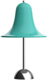 LED-batterij-tafellamp Pantop, helder blauwgroen, IP44 licht blauwgroen, chroom