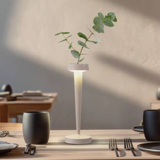 LED-batterijkaarsenhouder Lea, vaas, beige, 28 cm