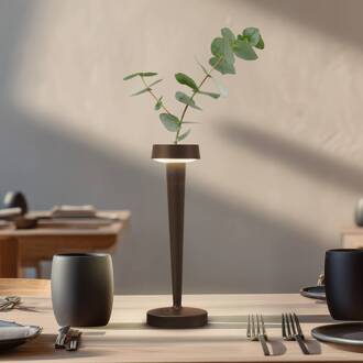 LED-batterijkaarsenhouder Lea, vaas, donkerbruin, 28 cm