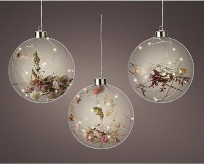 LED bol met bloemen Ø14cm 15LED