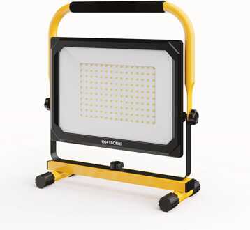 LED Bouwlamp - 6500K - 100W - 10.000lm - Incl. 1,5m kabel met stekker - Kantelbaar - IP65 - 25.000 branduren - 2 jaar garantie Geel/zwart