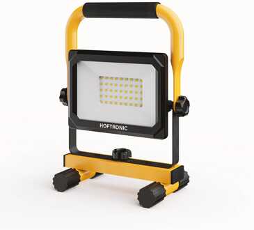 LED Bouwlamp - 6500K - 30W - 3000lm - Incl. 1,5m kabel met stekker - Kantelbaar - IP65 - 25.000 branduren - 2 jaar garantie Geel/zwart