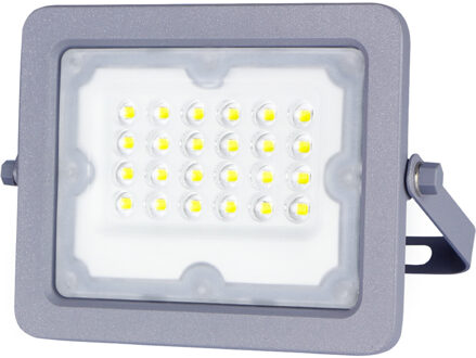 LED Bouwlamp - Aigi Zuino - 20 Watt - Helder/Koud Wit 6500K - Waterdicht IP65 - Kantelbaar - Mat Grijs - Aluminium