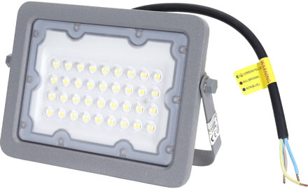 LED Bouwlamp - Aigi Zuino - 30 Watt - Helder/Koud Wit 6500K - Waterdicht IP65 - Kantelbaar - Mat Grijs - Aluminium