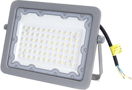 LED Bouwlamp - Aigi Zuino - 50 Watt - Helder/Koud Wit 6500K - Waterdicht IP65 - Kantelbaar - Mat Grijs - Aluminium