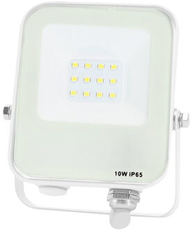 LED Bouwlamp - LED Schijnwerper - Aigi Rekan - 10 Watt - Helder/Koud Wit 6500K - Waterdicht IP65 - Rechthoek - Mat Wit