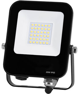 LED Bouwlamp - LED Schijnwerper - Aigi Rekan - 20 Watt - Helder/Koud Wit 6500K - Waterdicht IP65 - Rechthoek - Mat Zwart