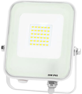 LED Bouwlamp - LED Schijnwerper - Aigi Rekan - 20 Watt - Natuurlijk Wit 4000K - Waterdicht IP65 - Rechthoek - Mat Wit