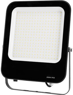 LED Bouwlamp - LED Schijnwerper - Aigi Rekan - 200 Watt - Helder/Koud Wit 6500K - Waterdicht IP65 - Rechthoek - Mat Zwart