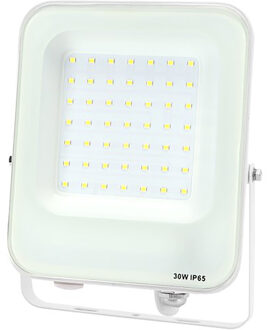 LED Bouwlamp - LED Schijnwerper - Aigi Rekan - 30 Watt - Helder/Koud Wit 6500K - Waterdicht IP65 - Rechthoek - Mat Wit