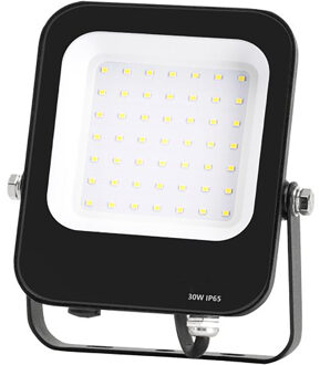 LED Bouwlamp - LED Schijnwerper - Aigi Rekan - 30 Watt - Helder/Koud Wit 6500K - Waterdicht IP65 - Rechthoek - Mat Zwart