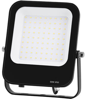 LED Bouwlamp - LED Schijnwerper - Aigi Rekan - 50 Watt - Helder/Koud Wit 6500K - Waterdicht IP65 - Rechthoek - Mat Zwart