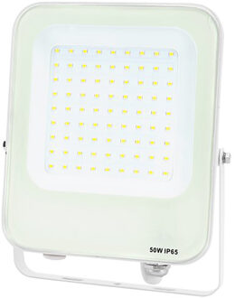 LED Bouwlamp - LED Schijnwerper - Aigi Rekan - 50 Watt - Natuurlijk Wit 4000K - Waterdicht IP65 - Rechthoek - Mat Wit