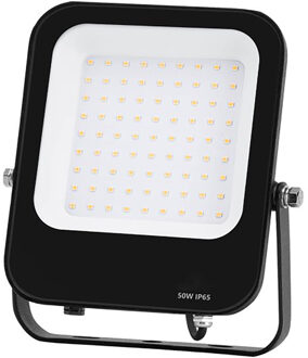 LED Bouwlamp - LED Schijnwerper - Aigi Rekan - 50 Watt - Natuurlijk Wit 4000K - Waterdicht IP65 - Rechthoek - Mat Zwart