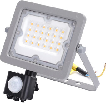 LED Bouwlamp met Sensor - Aigi Zuino - 20 Watt - Natuurlijk Wit 4000K - Waterdicht IP65 - Kantelbaar - Mat Grijs