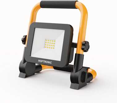 LED Bouwlamp op accu - Oplaadbaar - 6500K - 10W - 1400lm - Kantelbaar - Brandtijd: 2-3 uur aaneengesloten - 25.000 branduren - IP65 - 2 jaar garantie Geel/zwart