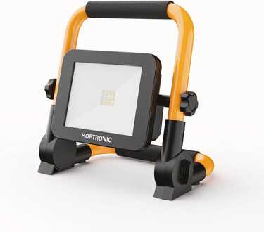 LED Bouwlamp op accu - Oplaadbaar - 6500K - 5W - 700lm - Kantelbaar - Brandtijd: 2-3 uur aaneengesloten - 25.000 branduren - IP65 - 2 jaar garantie Geel/zwart