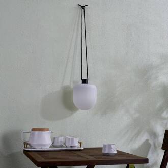 LED buiten hanglamp Eleia, 2.700 K, 16 cm, oplaadbare batterij wit, zwart
