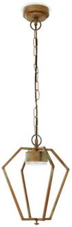 LED buiten-hanglamp Gemstone 3452 messing/opaal antiek messing, opaal