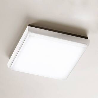 LED buiten plafondlamp Desdy, 24x24 cm, wit wit, aluminium, zwart