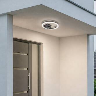 LED buiten plafondlamp Finian, Ø 31 cm, CCT, dimbaar zwart, wit