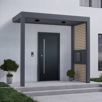 LED buiten plafondlamp Nona, Ø 18,2 cm, antraciet zwart