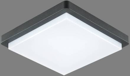 LED buiten plafondlamp Tectum, 23x23 cm, antraciet, 150° antraciet, opaalwit