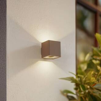 LED buiten wandlamp Aaron, bruin, IP54, omhoog/omlaag