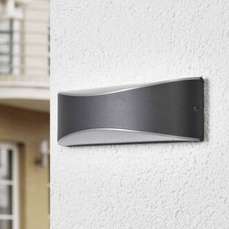 LED buiten wandlamp Akira, antraciet, metaal, 23cm antraciet, wit gesatineerd