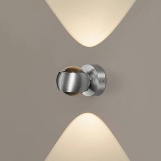 LED buiten wandlamp, aluminiumkleurig, up&down, CCT, dimbaar
