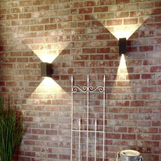 LED buiten wandlamp Arcturus, breedte 8 cm, grafiet 2-lamps IP54 grafietgrijs RAL 7024