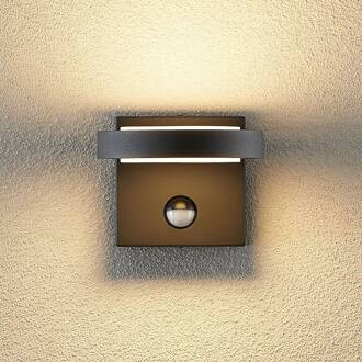 LED buiten wandlamp Belna, metaal, sensor, IP54 antraciet, wit