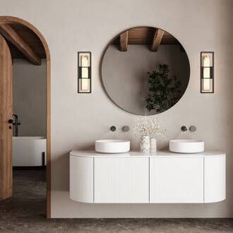 LED buiten wandlamp BLAKLEY zwart/alabaster hoogte 41 cm IP44 zwart mat, albastwit gemarmerd